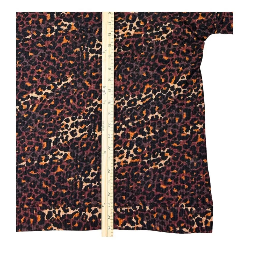French Laundry Womens‎ Sweater Turtleneck Leopard Buttons Knit 3X Casual Classic